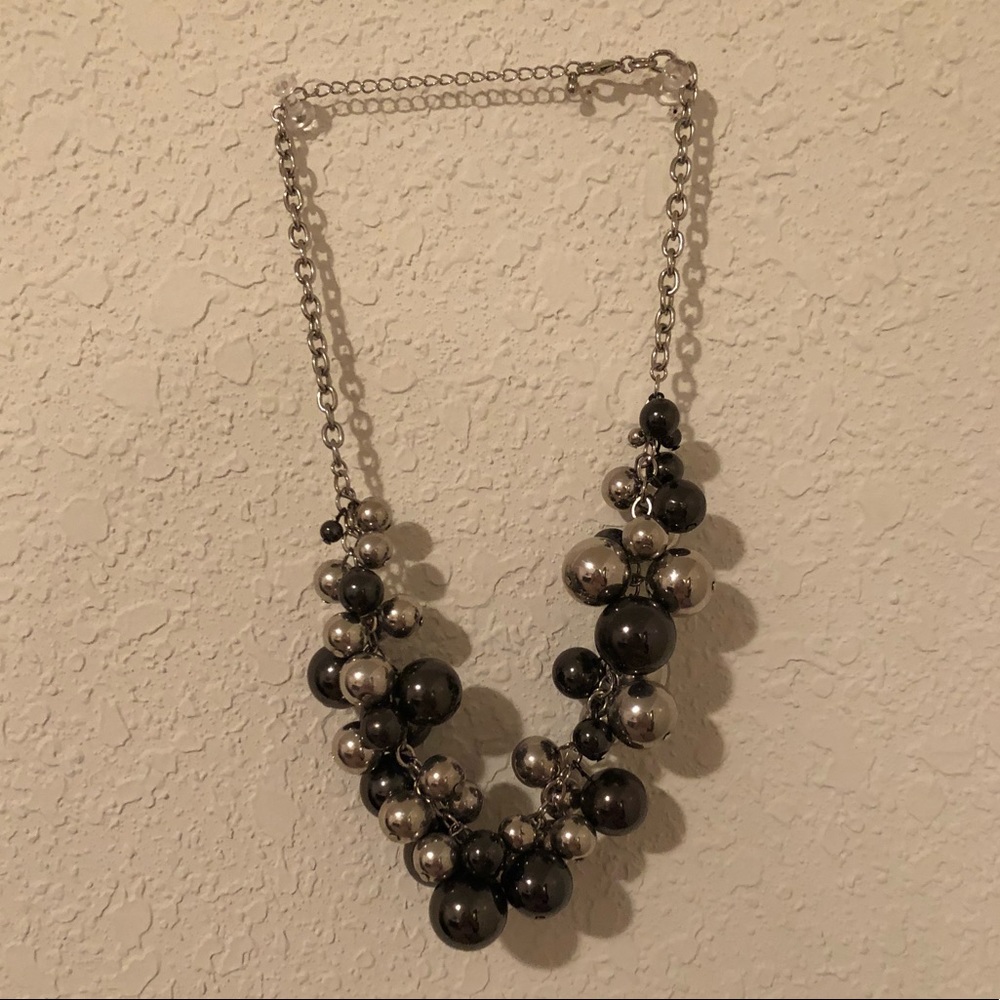 Silver and charcoal black necklace